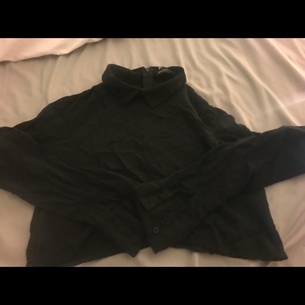 brandy melville black collared long sleeve